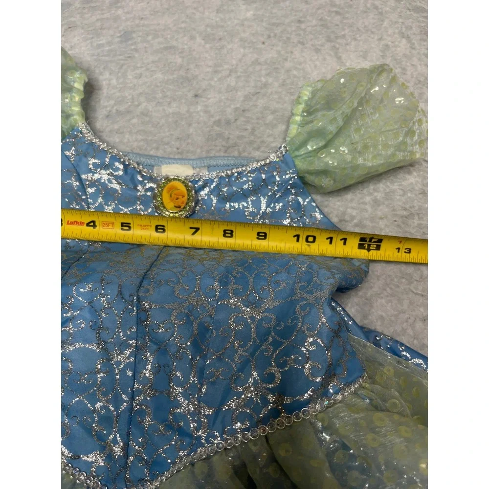Disney Parks Cinderella Costume Dress Blue Silver Glitter Filigree Girls 6/6X